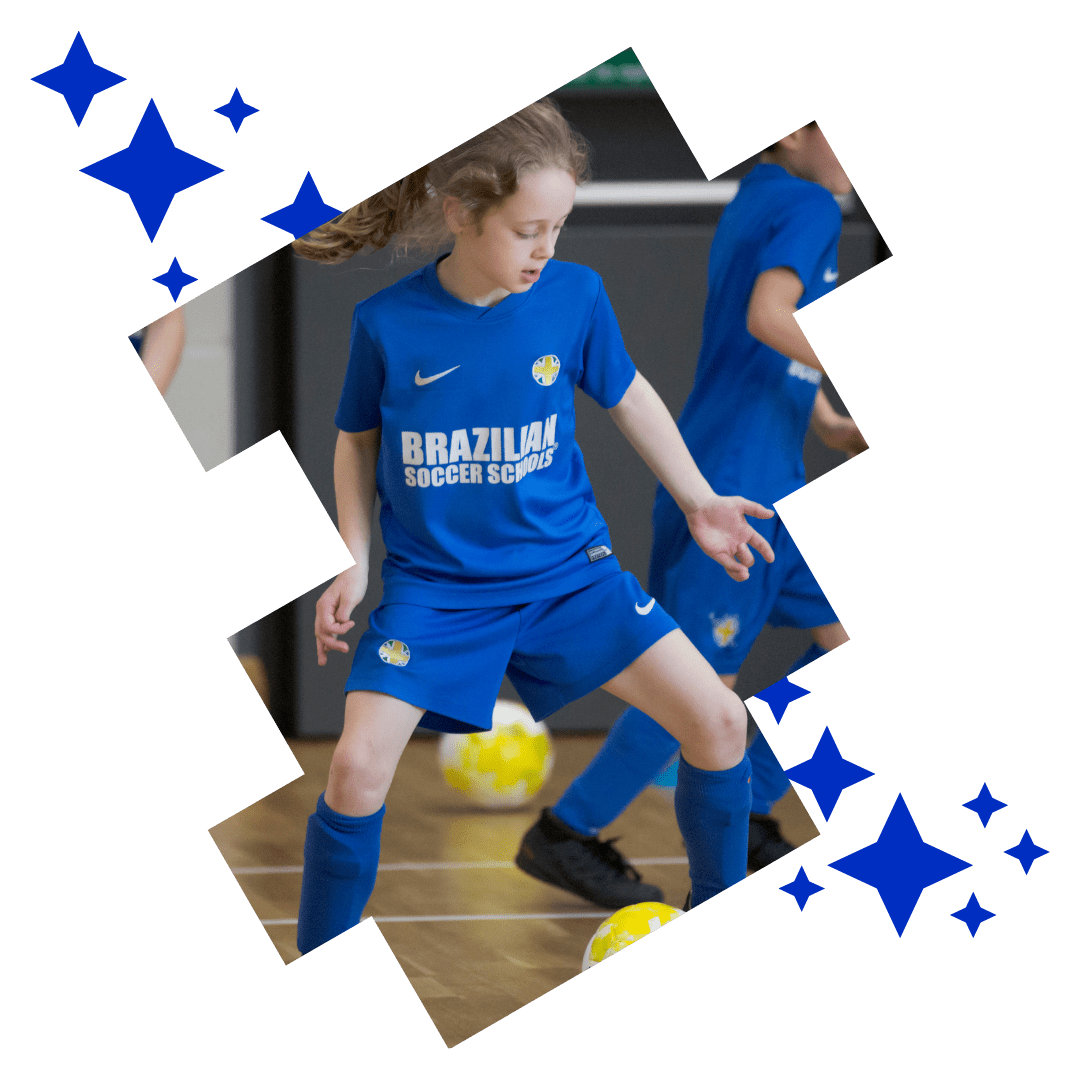 Girl playing futebol de salao at Brazilian Soccer Schools kids football classes Girl playing futebol de salao at Brazilian Soccer Schools kids football classes