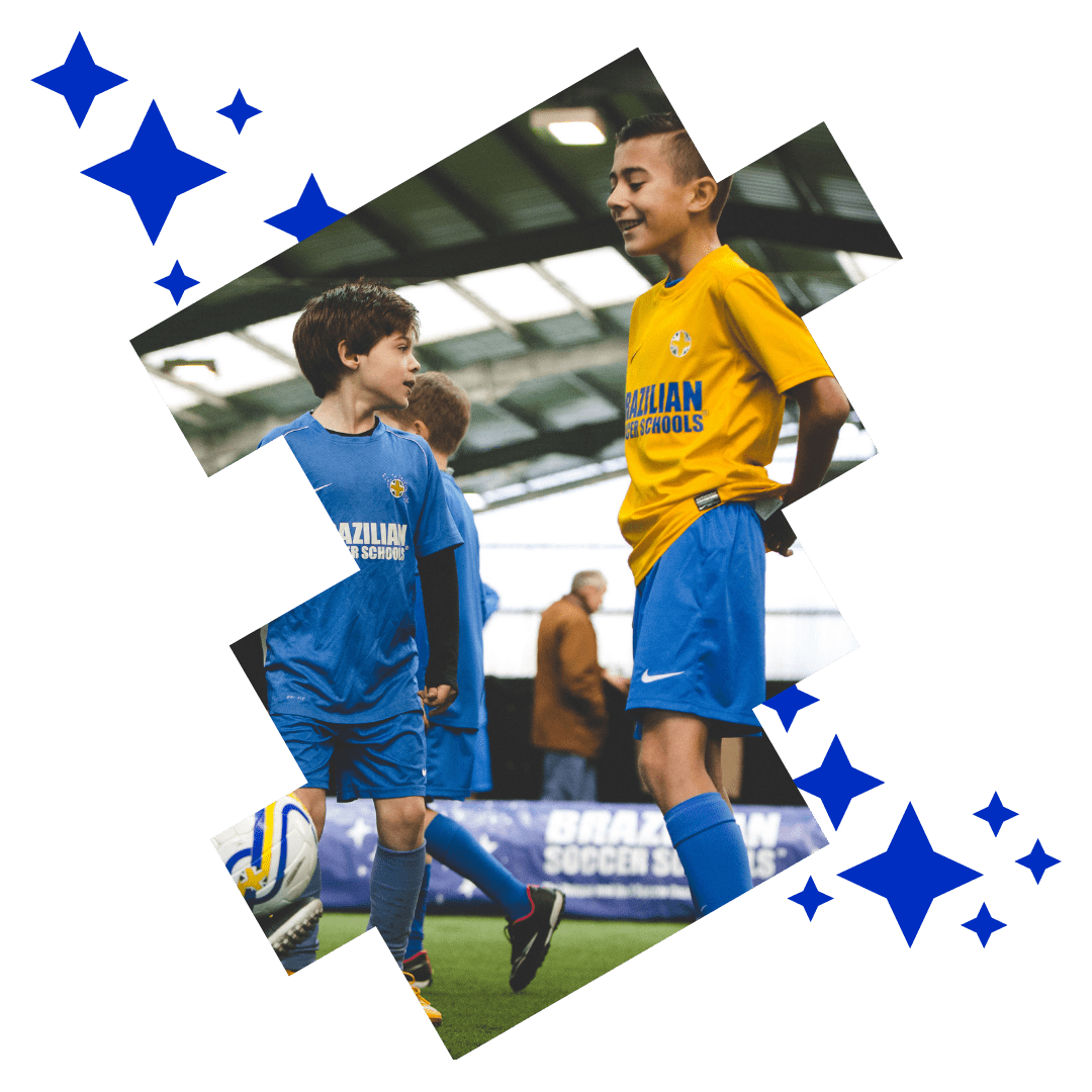 Confident child playing at Brazilian Soccer Schools kids football classes Confident child playing at Brazilian Soccer Schools kids football classes